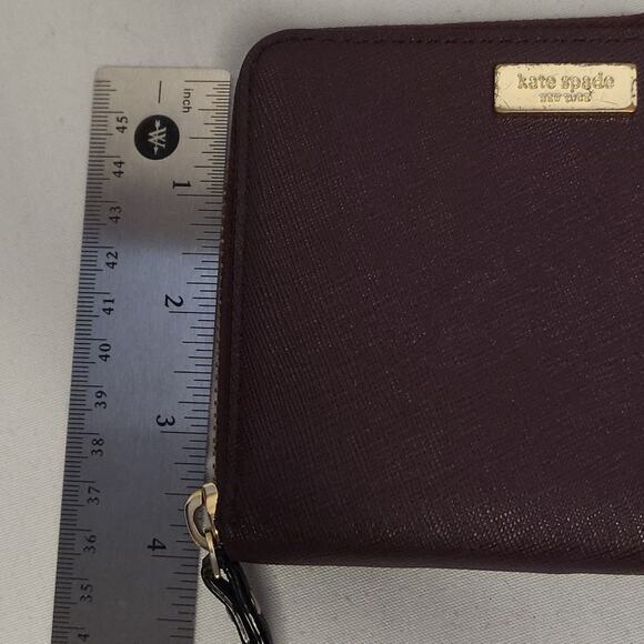 KATE SPADE NEW YORK BURGUNDY LEATHER WALLET – ZIP AROUND – MULTI-COMPARTMENT - Picture 7 of 10